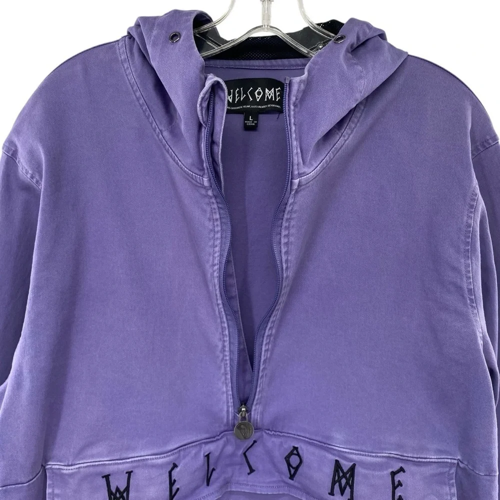 Welcome Skateboards Scrawl Anotak Pullover Hoodie Jacket Purple